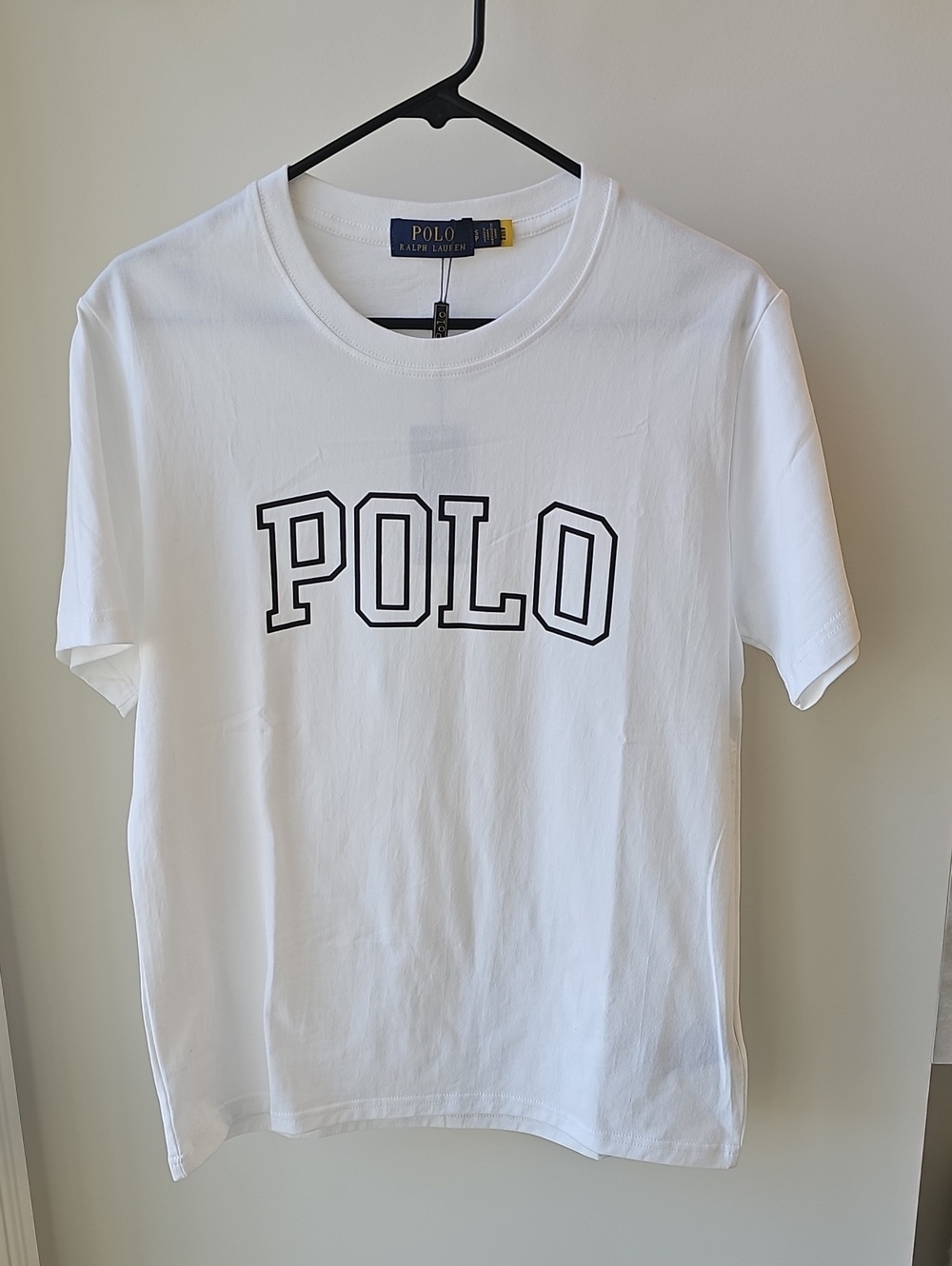 Polo by Ralph Lauren White Tee with Black Outlined 'POLO' Logo